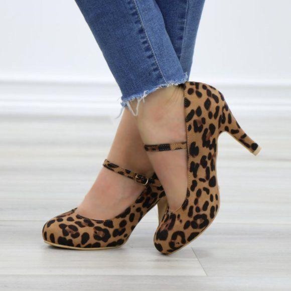 Leopard Suede Low Heel Rockabilly Pumps - Picture 10 of 12